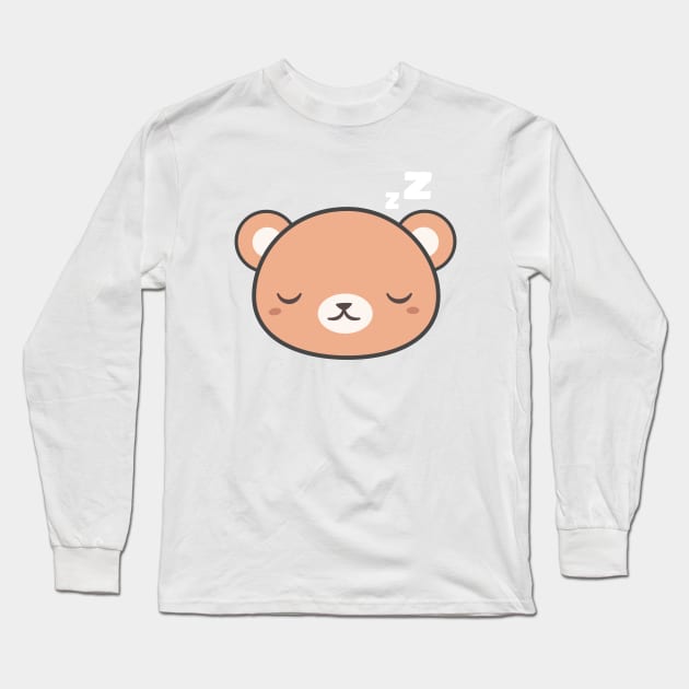 Sleepy Kawaii Cute Brown Bear Long Sleeve T-Shirt by happinessinatee